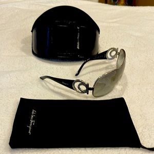 Ferragamo Black Sunglasses.